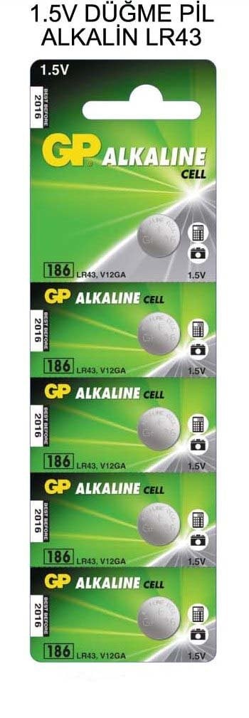 GP LR43 1.5V Düğme Pil 5'li Paket