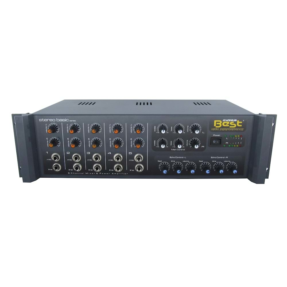 Best AN2100ET 2X100 Watt Echo'lu Tek Kanalı 100V Hat Trafolu Stereo Amplifikatör