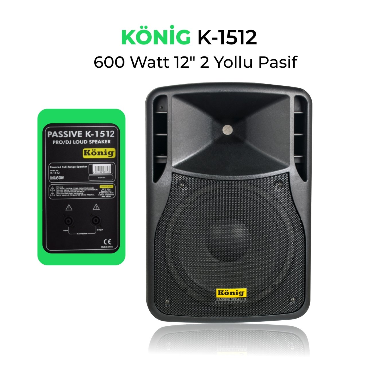 König K-1512 12''inch 600W Pasif Kabin Hoparlör