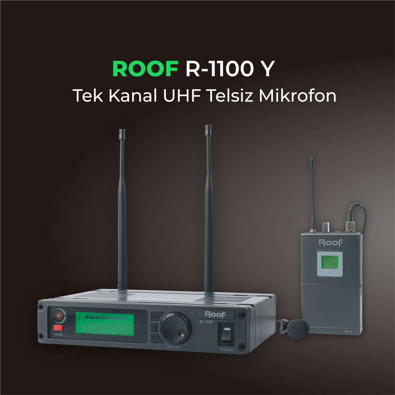 R–1100 Yaka Tek Kanal 2 Anten Uhf Kablosuz Mikrofon