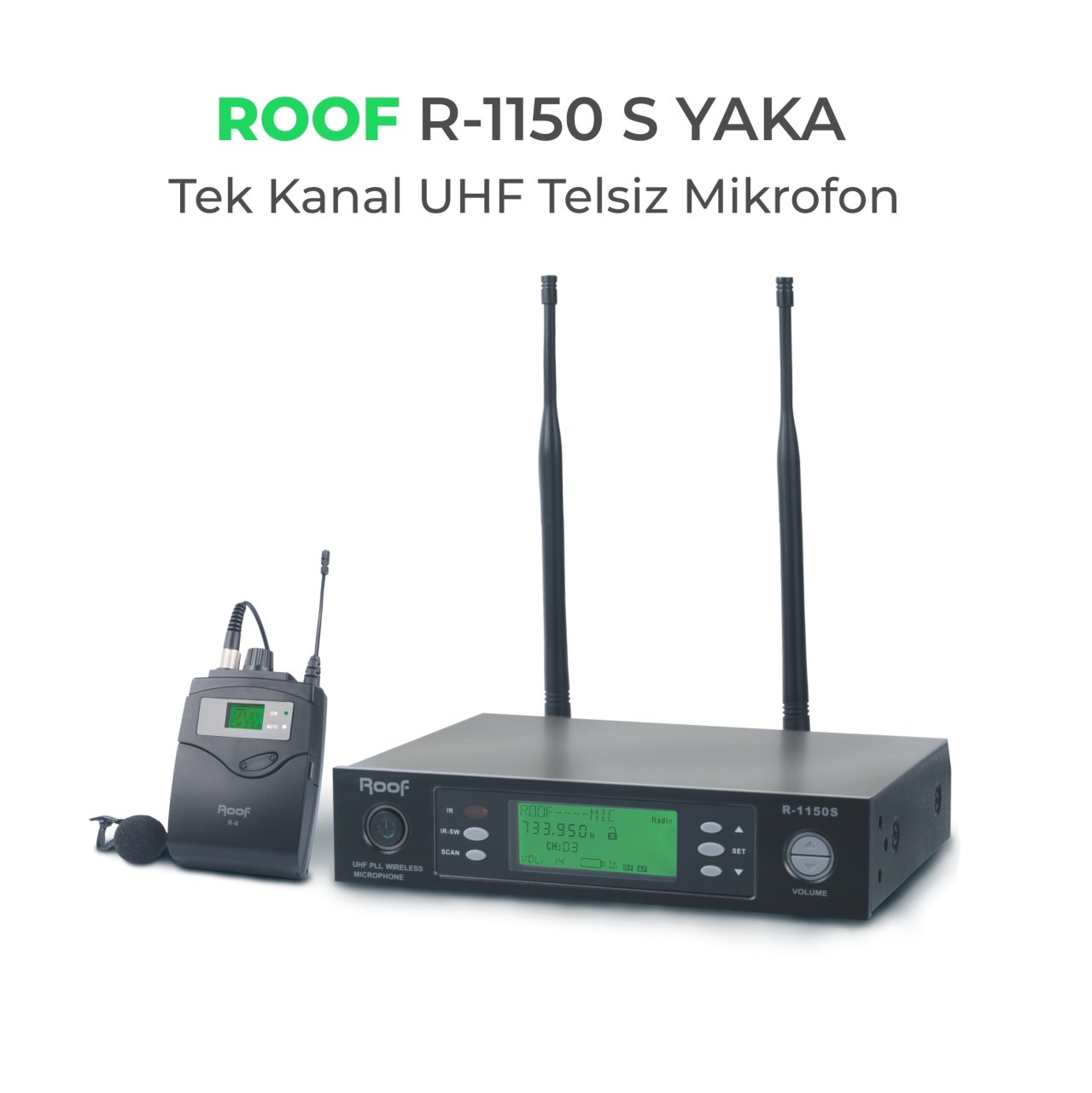R–1150S Yaka Tek Kanal 2 Anten Uhf Kablosuz Mikrofon