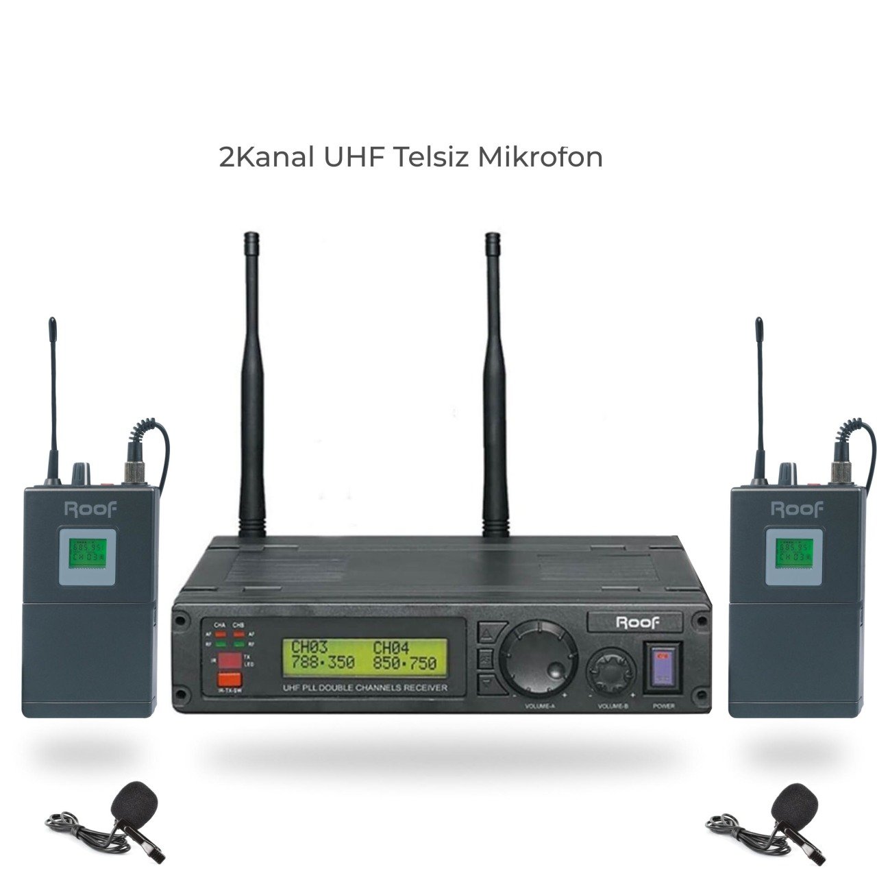 R–1200 Yaka+Yaka 2 Kanal UHF Telsiz Mikrofon