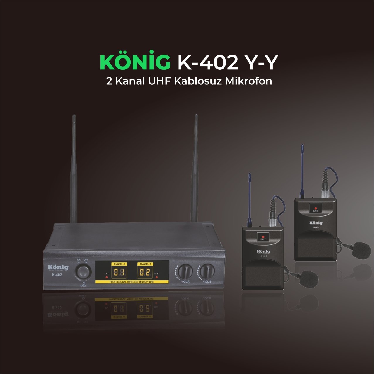 K-402YY 2'li Yaka Uhf Telsiz Mikrofon