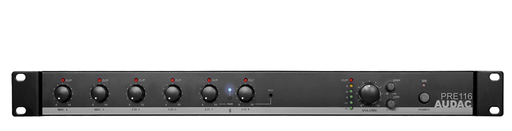 Audac PRE116  6 Kanal 1xStereo Çıkışlı Preamplifikatör