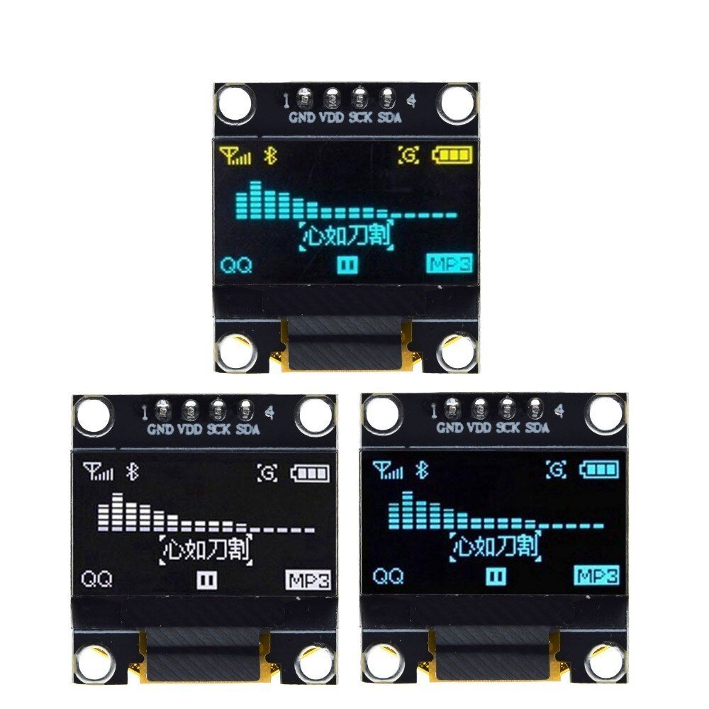 128x64 0.96 inch Oled Grafik Lcd Ekran - 4 Pin mavi-sarı