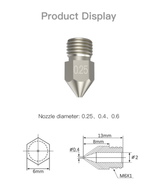 Creality Bakır Alaşımlı Üst Düzey Nozzle 8'Li Set