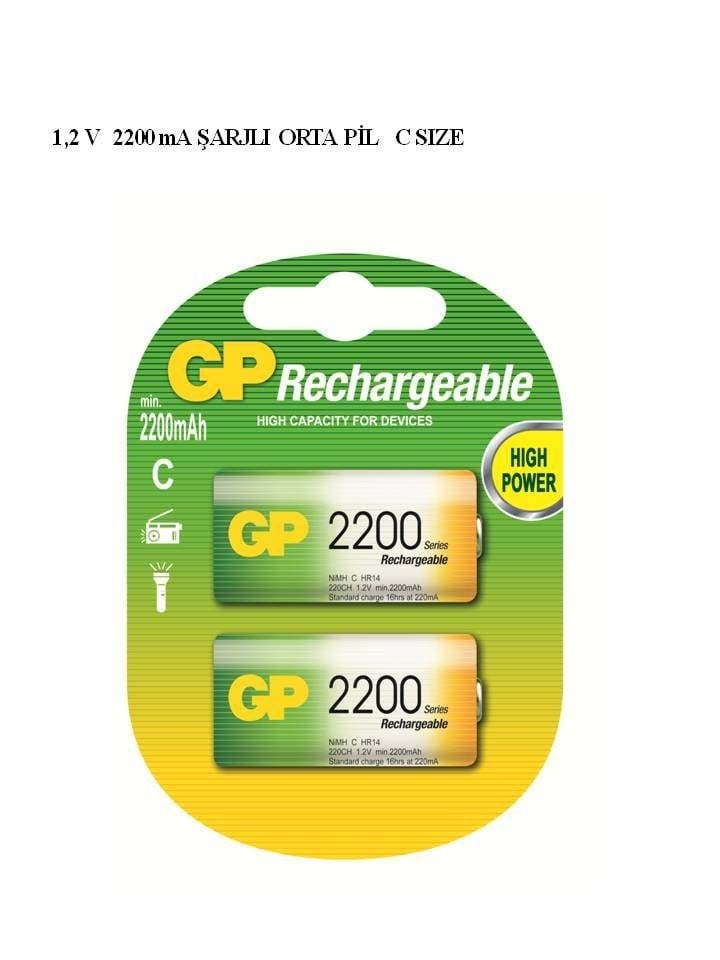 GP 1.2V 2200mA C Boy Şarjlı Pil