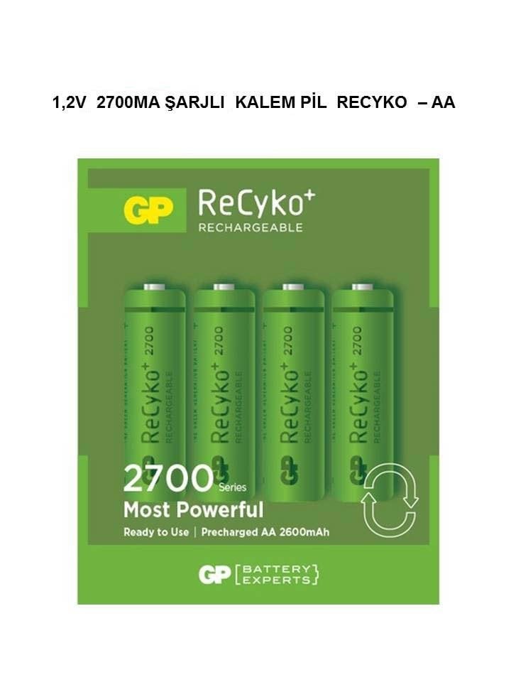 GP 1.2V 2700mA AA Kalın Şarjlı Kalem Pil 4'lü