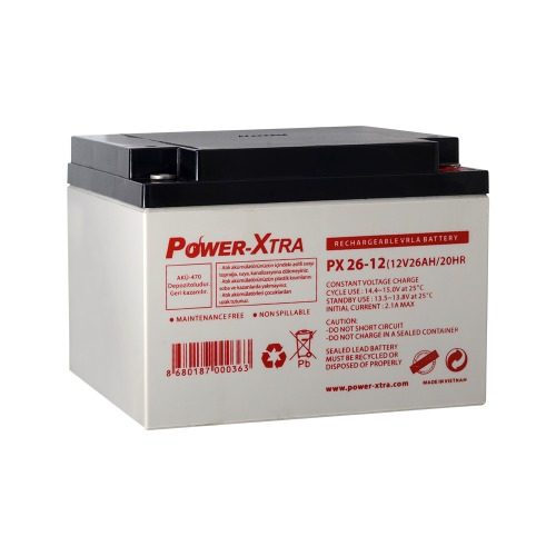 Power-Xtra 12V 26 Ah Bakımsız Kuru Akü