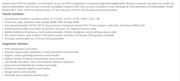 Dfplayer Mini Mp3 Oynatıcı Modülü