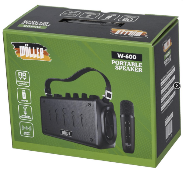WÖLLER W-600 E 100W Usb+Sd+Bt Tek El Kayıtlı Şarjlı Amfi