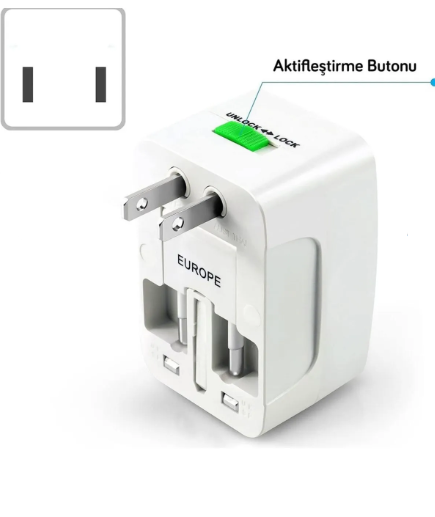 Universal Fiş Çoklu  Priz Çevirici Dönüştürücü Amerikan Ingiliz Türkiye 125v-250v