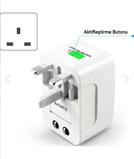 Universal Fiş Çoklu  Priz Çevirici Dönüştürücü Amerikan Ingiliz Türkiye 125v-250v