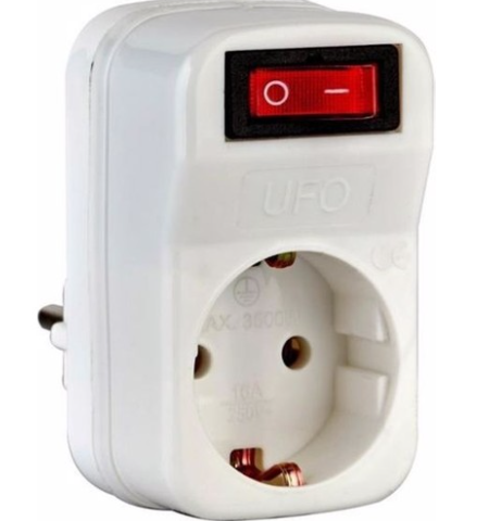 Ufo Tekli Anahtarlı Akım Korumalı Priz Beyaz
