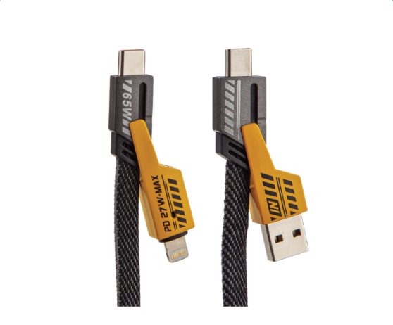 TrkTech 4'ü 1 Arada Hızlı Şarj Kablosu Type-c 65w Lightning 27w + USB ve USB-C Veri Aktarım Kablosu