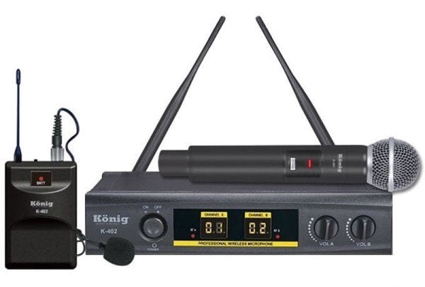 König K-402EY 2'li  El+Yaka  UHF Telsiz Mikrofon