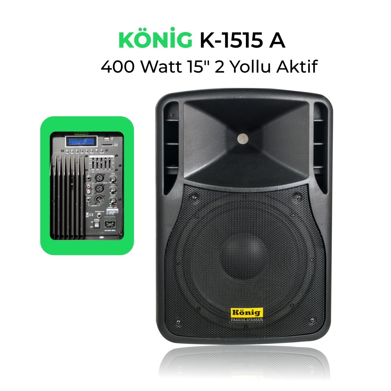 König K-1515A 15''inch 400W Aktif  Kabin Hoparlör