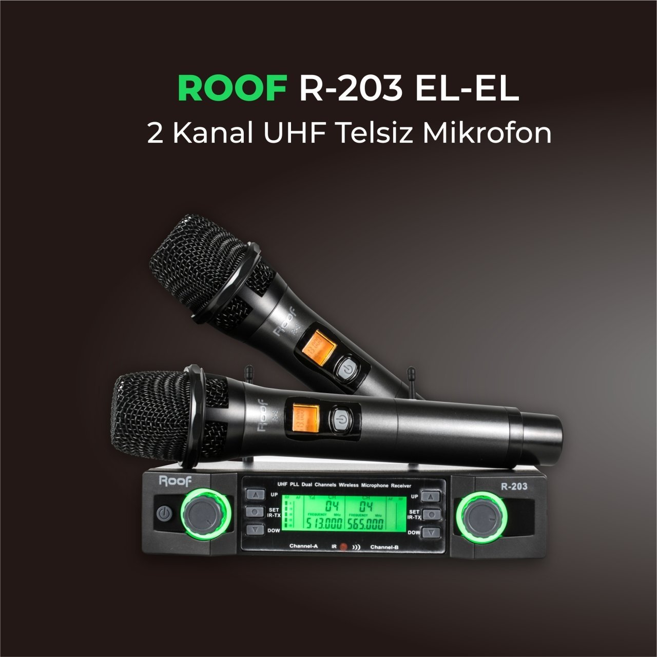 Roof R-203EE 2 Kanal  UHF El+El Kablosuz Mikrofon